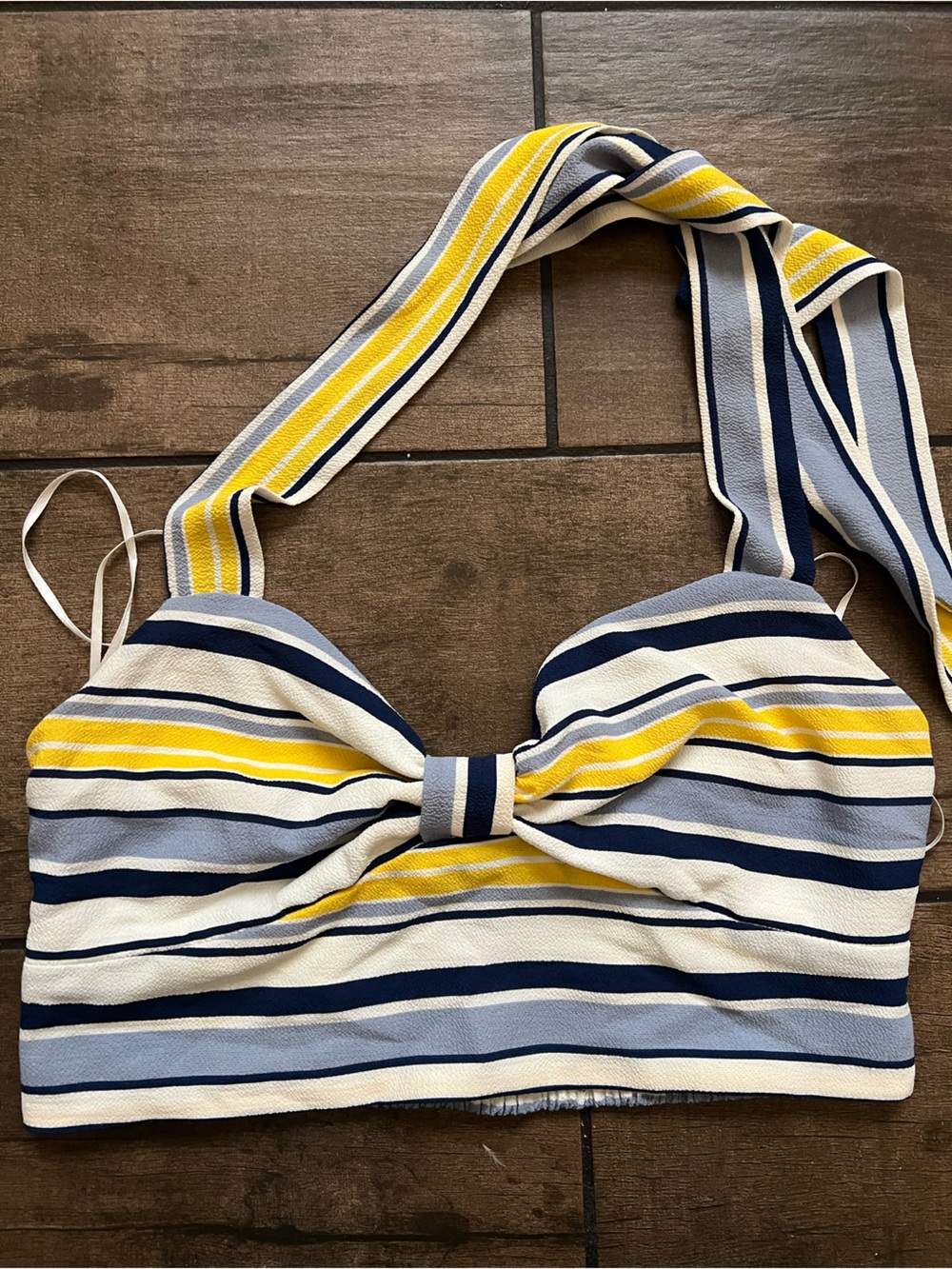 FAVLUX Yellow, Navy & Light Blue Striped Halter Top
